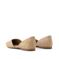 Womens Gemma D'Orsay Flat Taupe Metallic Crosshatch Suede