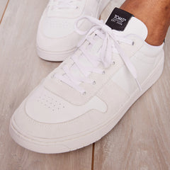 TRVL LITE Court White and Black Leather Sneaker