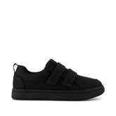 Cruz Double Strap Kids Sneaker Black Microsuede