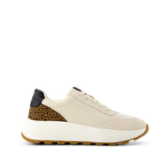 Womens TRVL Lite Wedge Sneaker Water Repellent Cream Cheetah Print Vintage Twill