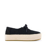 Womens Valencia Lace-Up Platform Espadrille Black Floral Crochet