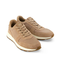 Womens TRVL LITE Retro Runner Sneaker Water Repellent Taupe Vintage Twill with Studs