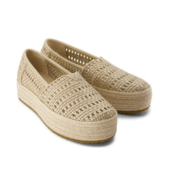 Valencia Platform Espadrille Champagne Metallic Basket Weave