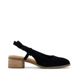 Womens Jaclyn Slingback Bow Heel Black Kid Suede