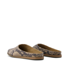 Womens Amelia Mule Taupe Snake Print Suede