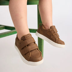 Toddler Shoe Cruz Double Strap Toddler Sneaker Toffee Microsuede