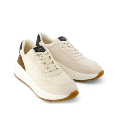 Womens TRVL Lite Wedge Sneaker Water Repellent Cream Cheetah Print Vintage Twill