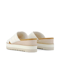 Womens Diana Crossover Mule Wedge Sandal White Canvas