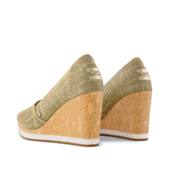 Womens Essential Wedge Gold Shimmer Crosshatch