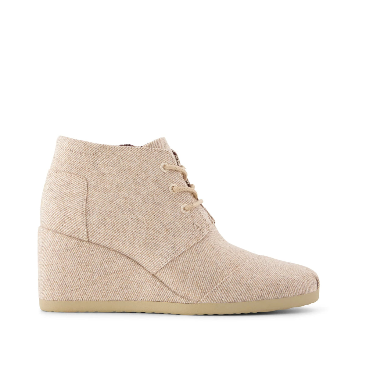 Womens Desert Wedge Ankle Bootie Natural Shimmer Twill