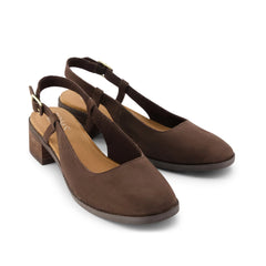 Womens Jaclyn Slingback Heel Chocolate Brown Nubuck Leather