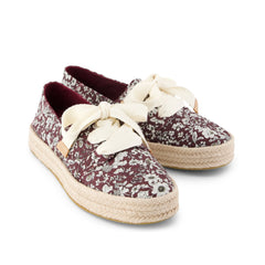 Womens Carolina Lace-Up Espadrille Burgundy Floral Print